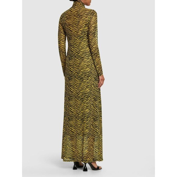 Simon Miller Zesty Yellow Black Zebra Stripe Mesh Maxi Dress Women's Size Small - Picture 3 of 9